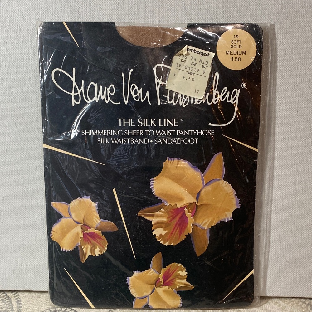 Diane Von Furstenberg The Silk Line Shimmering Sheer to Waist Soft Gold MED
